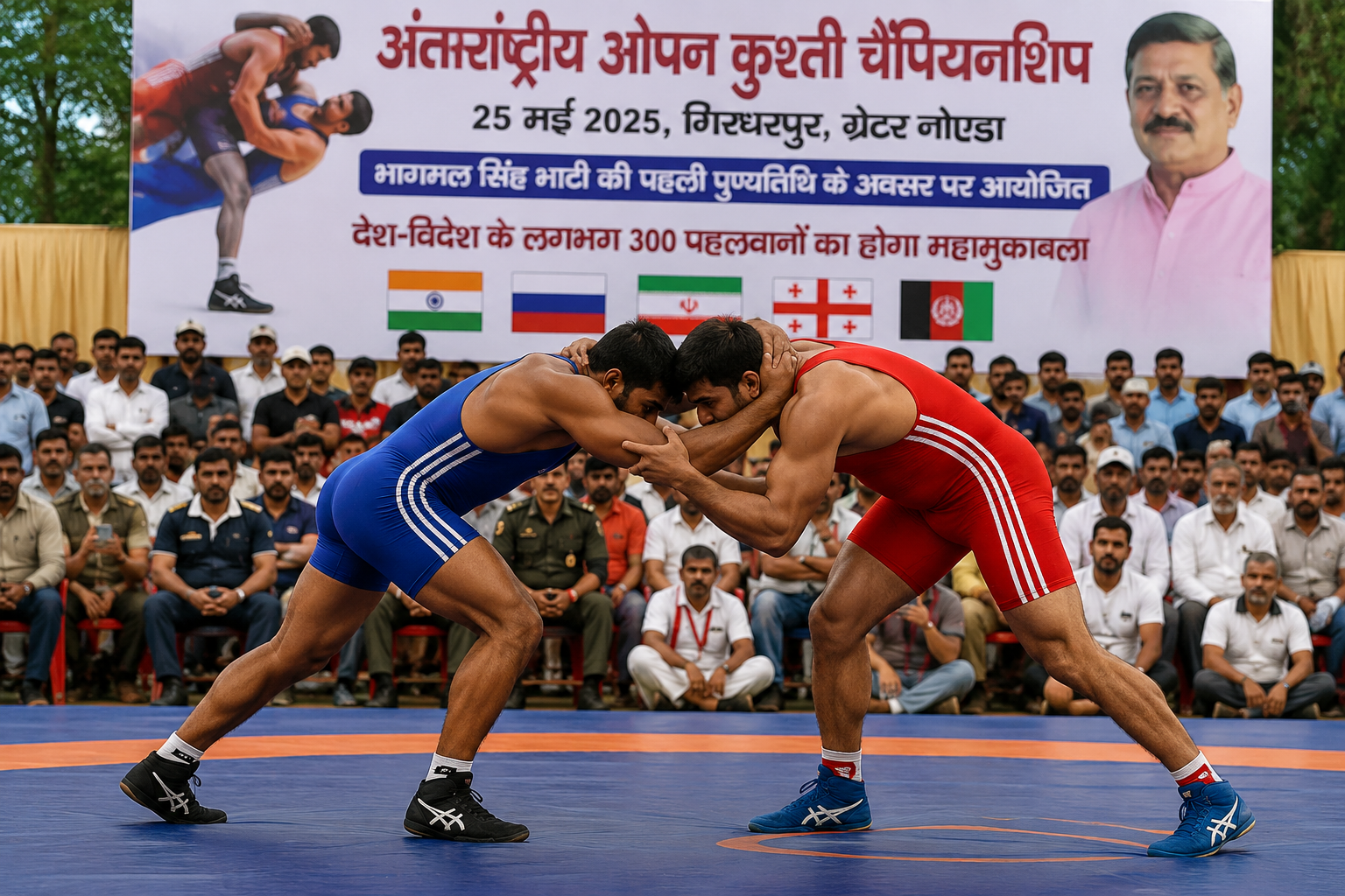 ग्रेटर नोएडा कुश्ती चैंपियनशिप में हिस्सा लेने पहुंचे देश-विदेश के पहलवान