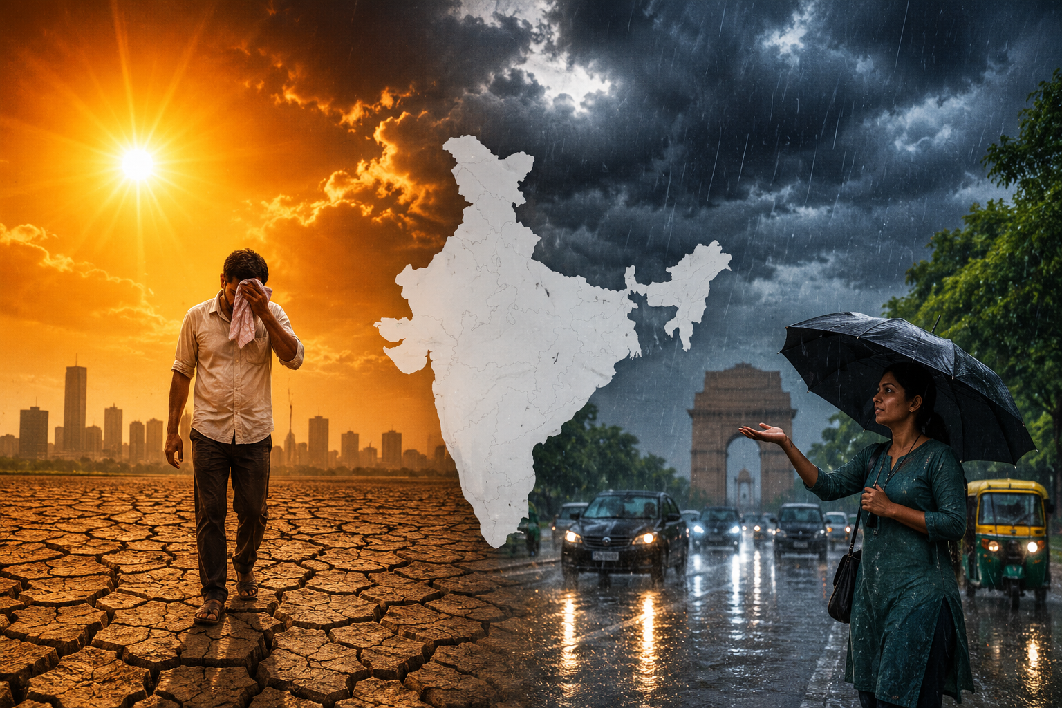 दिल्ली मौसम में तेज आंधी और बारिश के बाद बदला मौसम का मिजाज