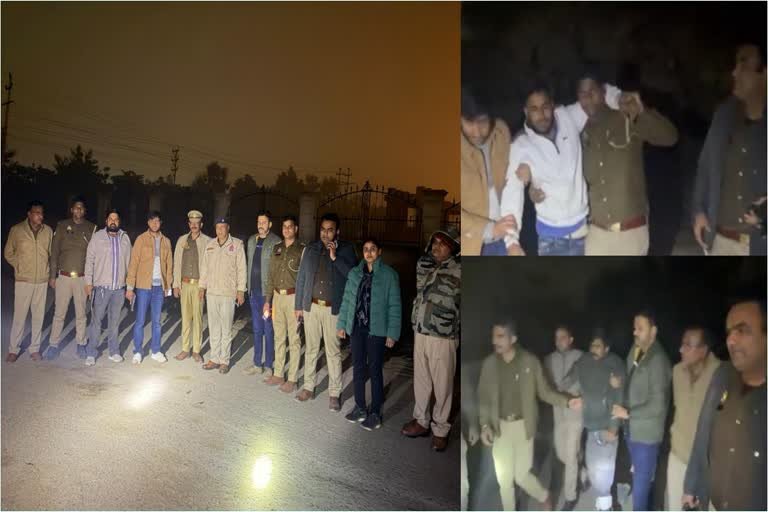 नोएडा मुठभेड़ के दौरान ओमेक्स गोलचक्कर पर पुलिस कार्रवाई का दृश्य