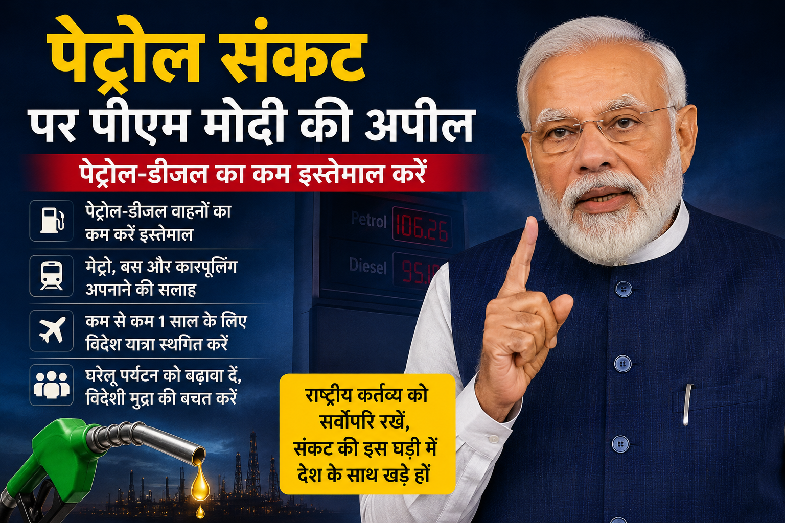 पेट्रोल संकट पर पीएम मोदी का देशवासियों से पेट्रोल-डीजल कम इस्तेमाल करने का संदेश