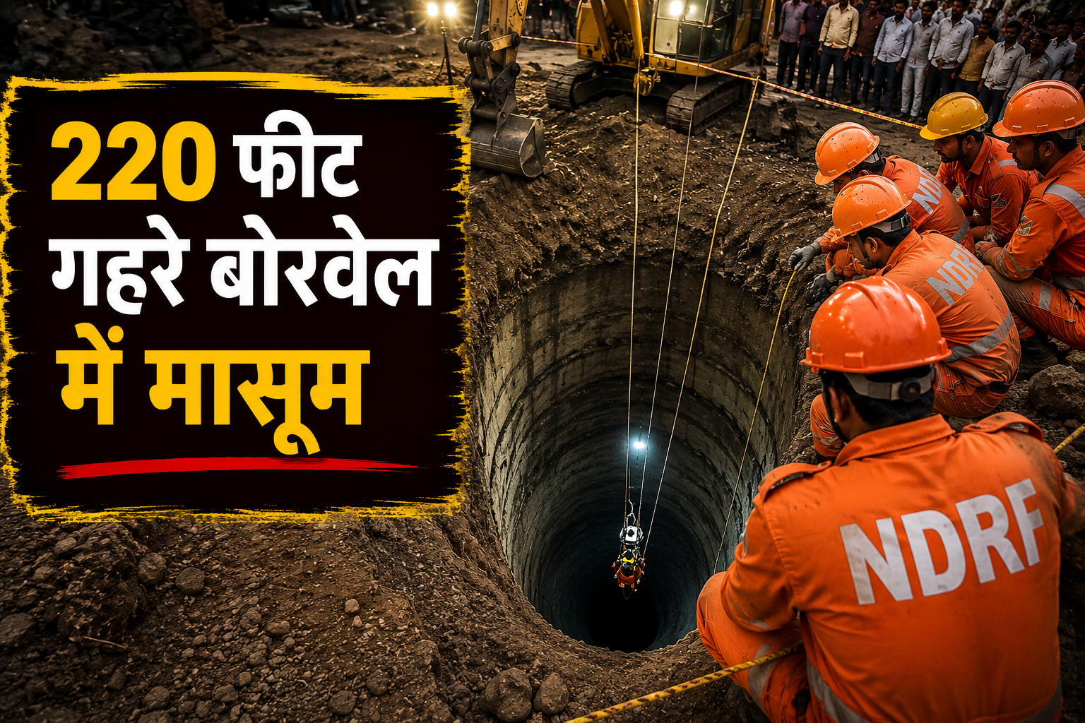 अंबाला बोरवेल हादसे के बाद 220 फीट गहरे बोरवेल में गिरे बच्चे का रेस्क्यू ऑपरेशन