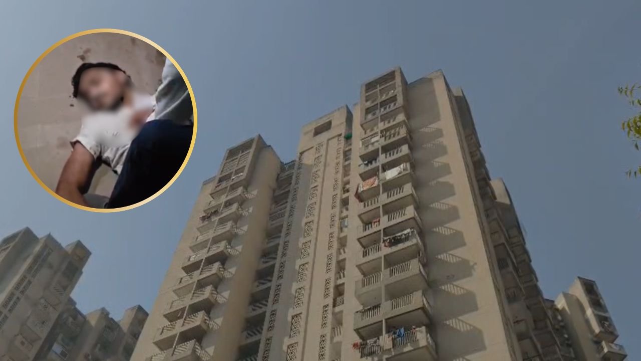 ग्रेटर नोएडा हादसा के बाद राधा स्काई गार्डन सोसाइटी का दृश्य