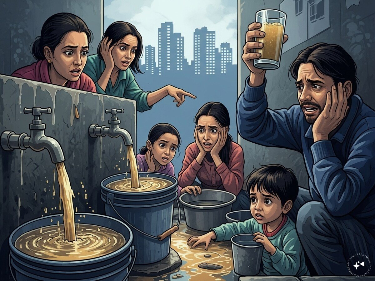 नोएडा जल संकट के बीच गंदे पानी की शिकायत से परेशान निवासी