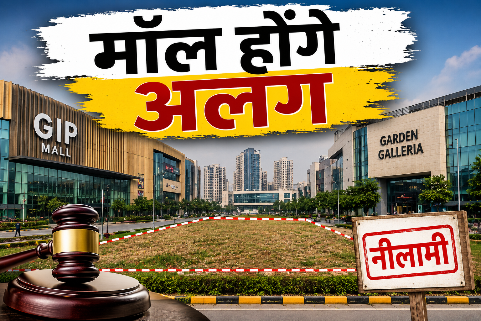 नोएडा मॉल जमीन पर कब्जा लेते हुए नोएडा प्राधिकरण, GIP मॉल और गार्डन गलेरिया के बीच स्थित भूमि