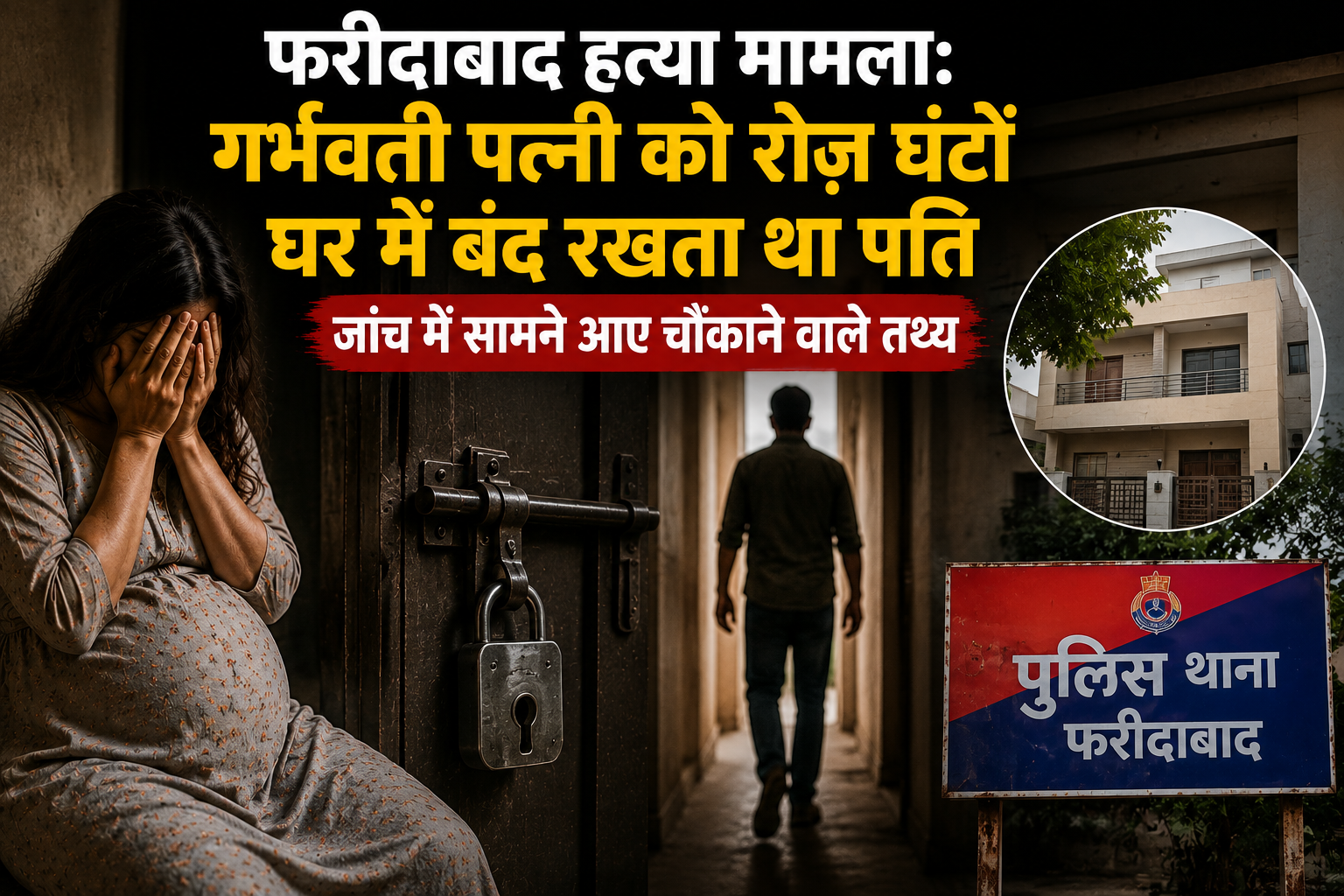 फरीदाबाद हत्या मामला में गर्भवती महिला की मौत के बाद जांच करती पुलिस