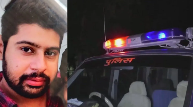 ग्रेटर नोएडा गोलीकांड में स्कॉर्पियो कार के अंदर मृत मिले प्रॉपर्टी डीलर की जांच करती पुलिस