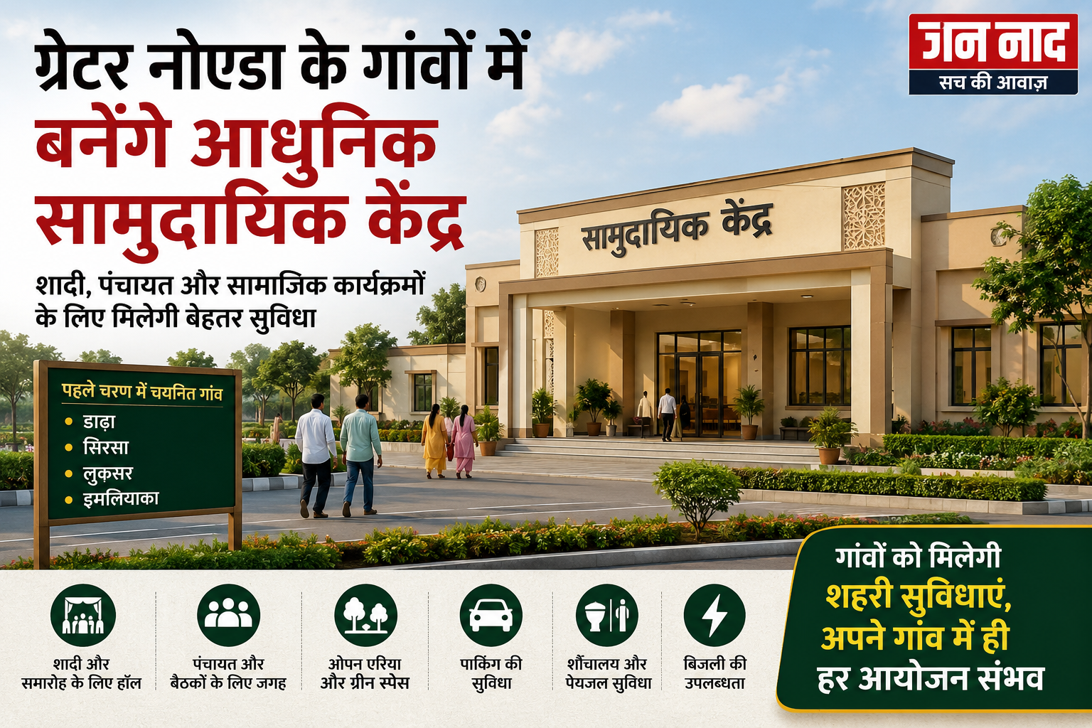 ग्रेटर नोएडा सामुदायिक केंद्र के लिए चयनित गांवों में बनने वाली आधुनिक सुविधा
