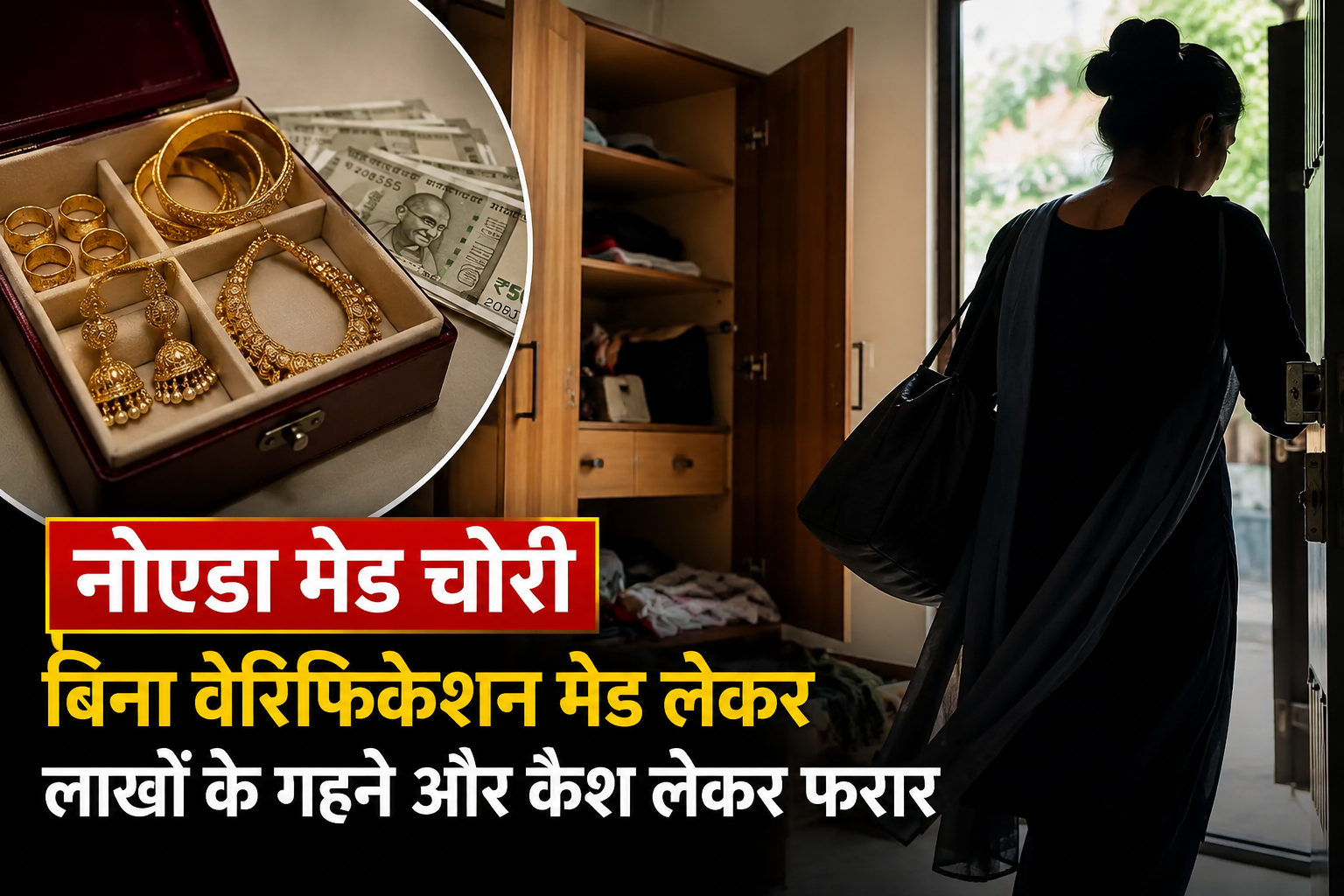 नोएडा मेड चोरी मामले में सेक्टर-19 के घर से गहने और नकदी चोरी