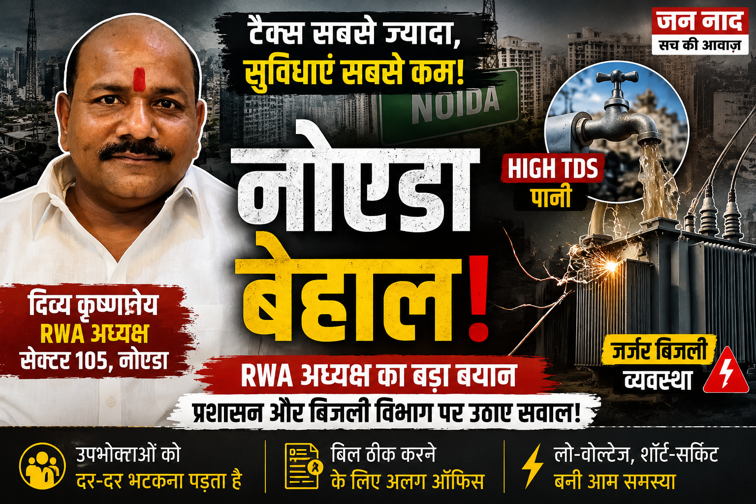 नोएडा समस्याएं पर सेक्टर-105 के RWA अध्यक्ष दिव्य कृष्णात्रेय का बयान