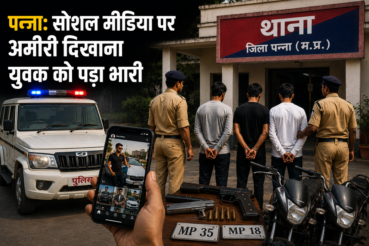 पन्ना अपहरण मामला में सोशल मीडिया रील्स के कारण युवक के अपहरण के बाद पुलिस कार्रवाई