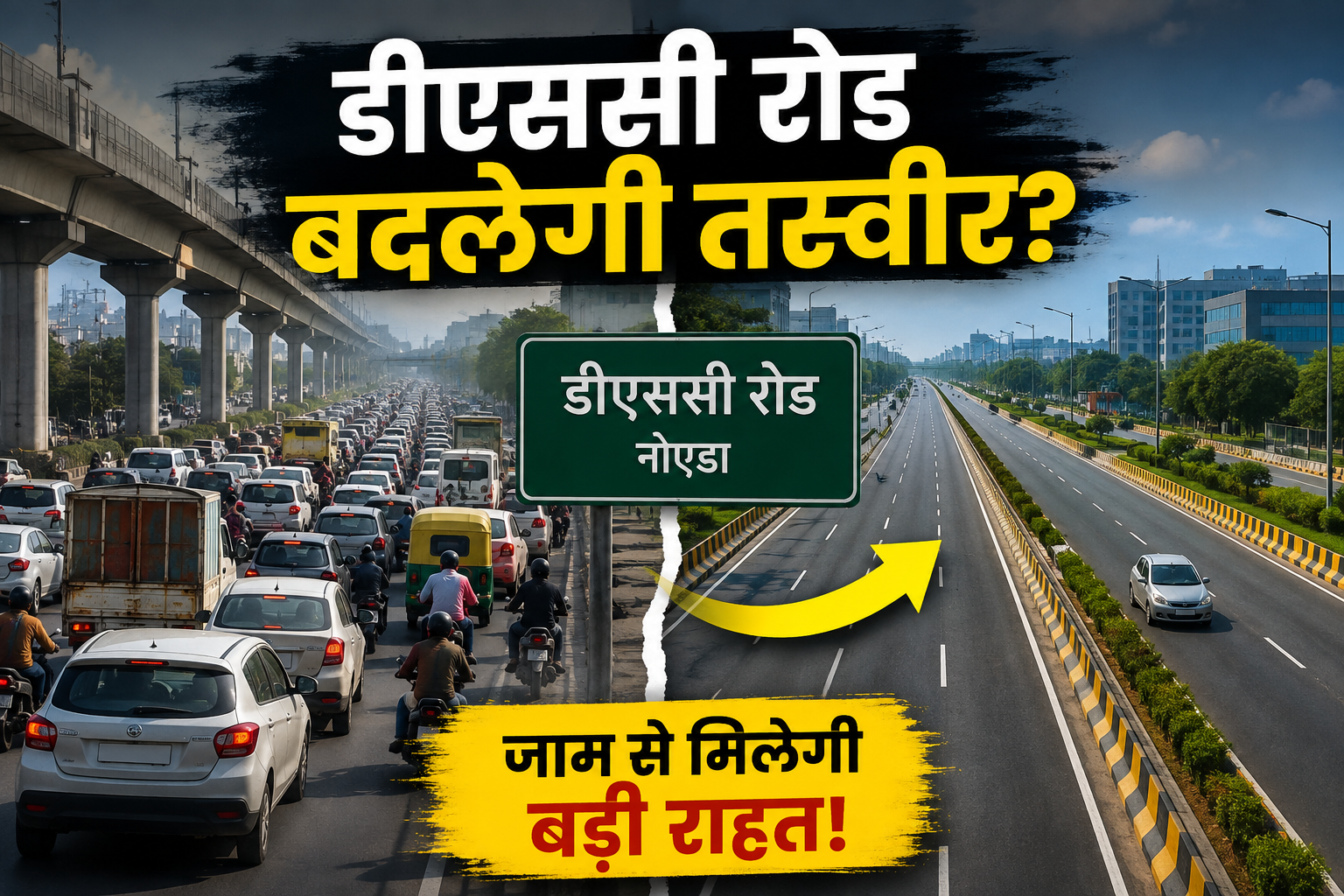 डीएससी रोड नोएडा मॉडल रोड परियोजना और ट्रैफिक जाम से राहत