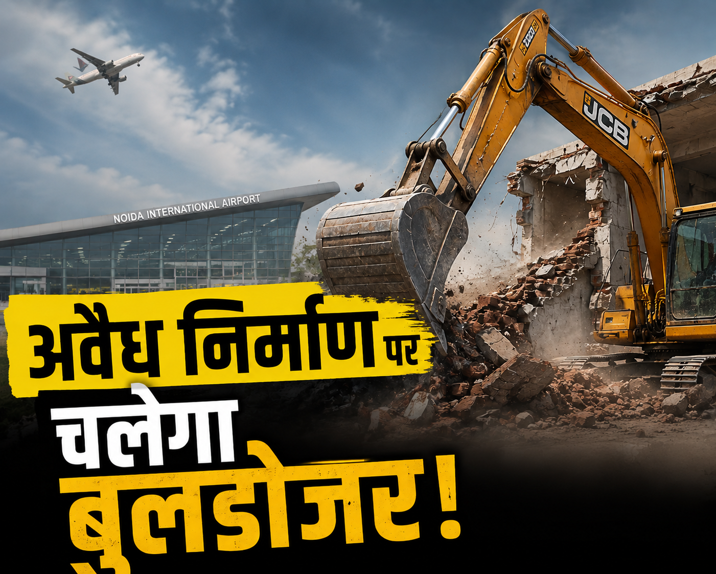 नोएडा एयरपोर्ट के पास अवैध निर्माण पर YEIDA की कार्रवाई और बुलडोजर की चेतावनी