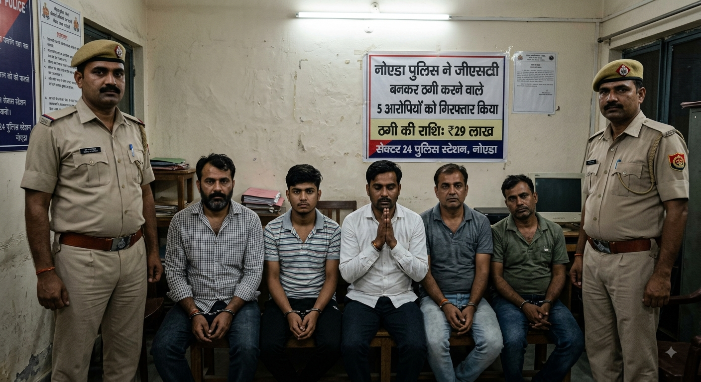 नोएडा ठगी मामले में GST अधिकारी बनकर 29 लाख रुपये वसूलने वाले पांच आरोपी गिरफ्तार
