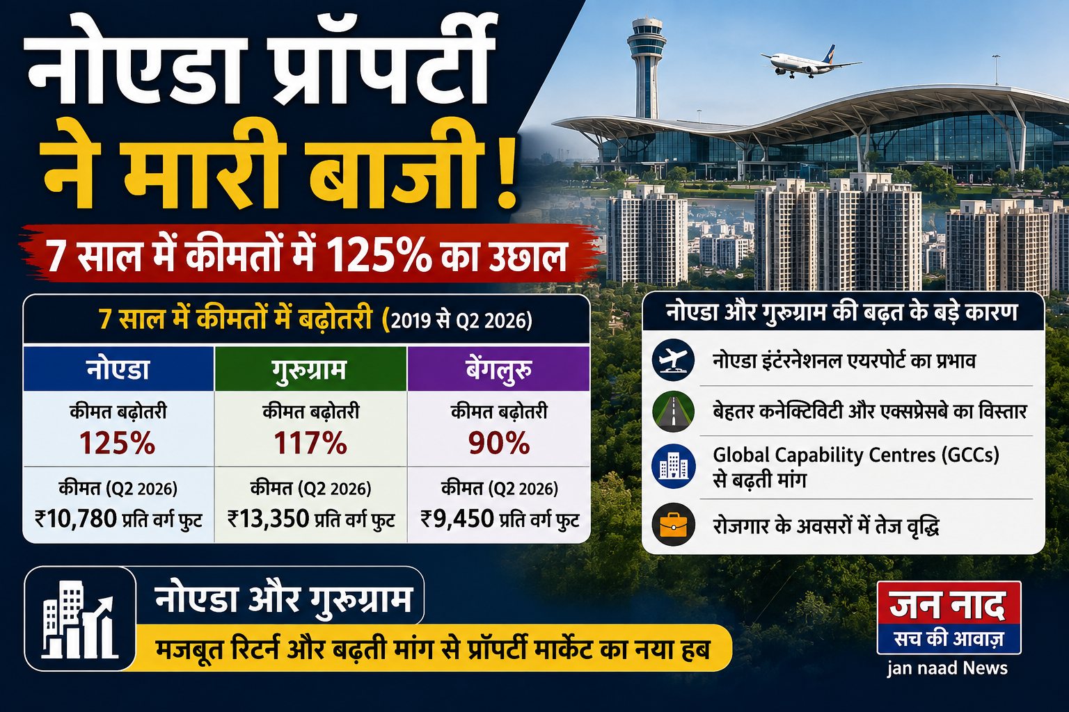 नोएडा प्रॉपर्टी की कीमतों में 125 प्रतिशत बढ़ोतरी और नोएडा इंटरनेशनल एयरपोर्ट का प्रभाव